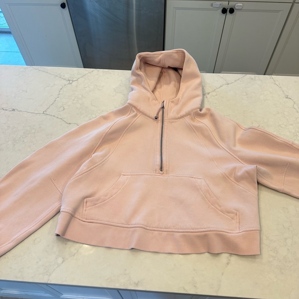 Scuba Oversized Pink Half-Zip Cropped Hoodie - size S/M